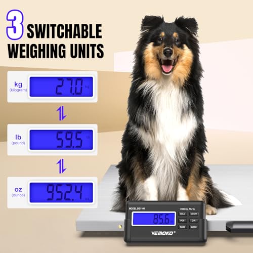 Precision Livestock Scale,1100lb×0.2lb Large Dog Scale (40.5"×20.6") | Large Breed Animal Livestock Weight Scale,Silver Smooth Stainless Steel Platform with Bonus Non-Slip Mat for Large Breed Pets - size: 40.5"×20.5"