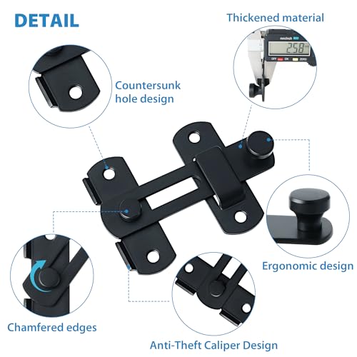 Alise 4 inch Black SUS304 Stainless Steel Gate Latches for Barn Door | Heavy Duty Gate Hardware ,Security Flip Latch,Anti-theft Latch,Safety Door Lock for Barn Wood Fence Sliding French Door - color: Matte Black, size: 4 Inch