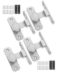 Pocket Door Lock, 90 Degree Latch, Barn Door Hardware Silver 4PCS | Solid Aluminum Alloy, 3MM Spacer, 360° Rotation, Sliding Screen Door Lock, Cabinet, Bathroom, Garden Gate, Shed, Bedroom - color: Silver-4 Pcs
