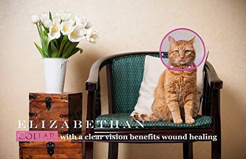 Cat Cone Collar, to Stop Licking, Recovery Elizabethan After Surgery, Clear Soft Neck E-Collar, Not Block Vision, for Kitten Puppy Dog Pet in Surgery Remedy - S in Rose | Stop Licking, Soft Cone, Clear Vision, Soft Padded Neck, Recovery Collar, After Surg