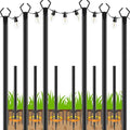LETIANPAI 10Ft String Light Poles 6 Pack,Light Poles for Outside Lights,Outdoor with Fence Brackets Hanging Lights,Metal Stand Deck Patio Backyard - size: 6 Pack-10FT