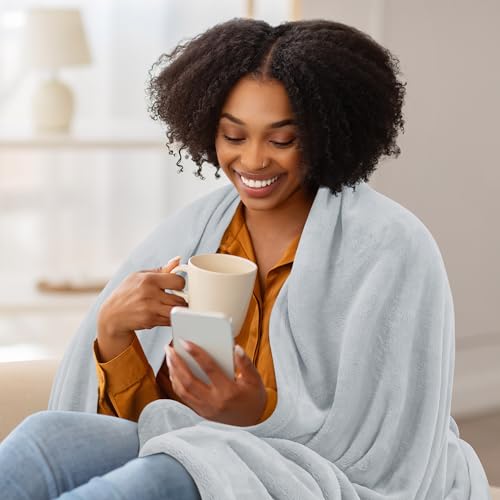 Utopia Bedding Soft Fleece Bed Blanket Throw Size Light Grey (50x60 Inch) | Microfiber Plush Warm Lightweight Breathable Cozy Blanket Anti-Static, All Season Use, Gift for Women and Men - color: Light Grey, size: Throw (50x60 Inch)