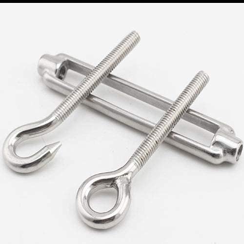 TooTaci 10 Pack M5 Turnbuckle, 304 Stainless Steel Turnbuckle Hook and Eye | Turnbuckles for Cables Wire, Turn buckle Tension Cable Tightener, Turnbuckle Wire Tensioner Kit for Sun Shade, Light Hanging - size: M5 OC-10Pcs
