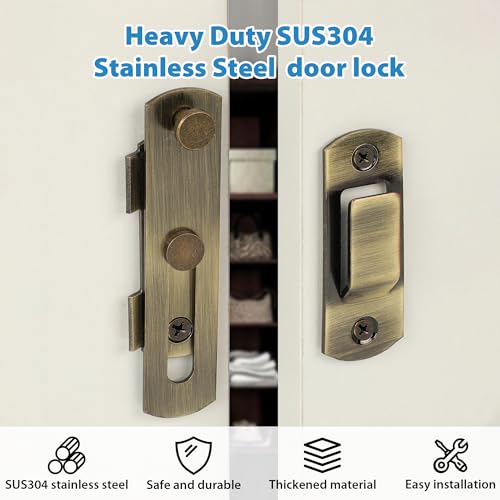 Alise 4 Inch Bronze SUS304 Stainless Steel Gate Latches for Barn Door | Heavy Duty Gate Hardware ,Security Flip Latch,Anti-theft Latch,Safety Door Lock for Barn Wood Fence Sliding French Doors - color: Bronze, size: 4 Inch
