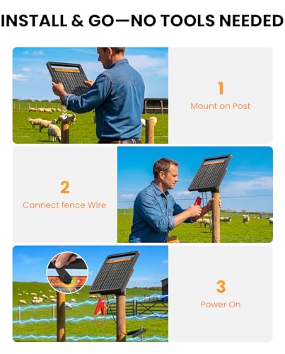 Solar Electric Fence Charger LD02, 1.2J with Short Circuit Alarm | 8W High-Efficiency Solar Panel • Solar + AC Backup • 10000mAh Long Runtime • 45-Mile Coverage • Sealed Magnetic Switch