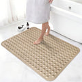 Shower Mat Non Slip, 36" x 24" Large Shower Floor Mat with Drain Holes and Suction Cups, Soft TPE Anti Slip Shower Stall Mats for Inside Shower, Machine Washable, Khaki - color: Khaki