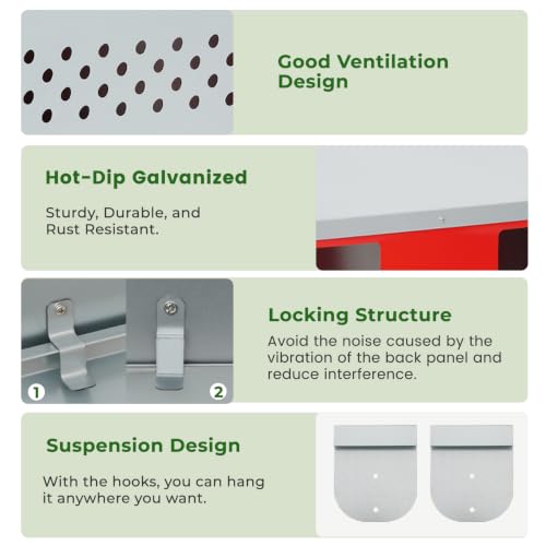 36" Redants Chicken Nesting Box, Metal Roll Away Nesting Boxes Chicken | Reversible Wall Mountable Chicken Laying Boxes, 36"×19.5"×20", Galvanized Steel, Waterproof, Up To 30+ Hens - size: 36.0"L x 19.0"W x 20.0"H