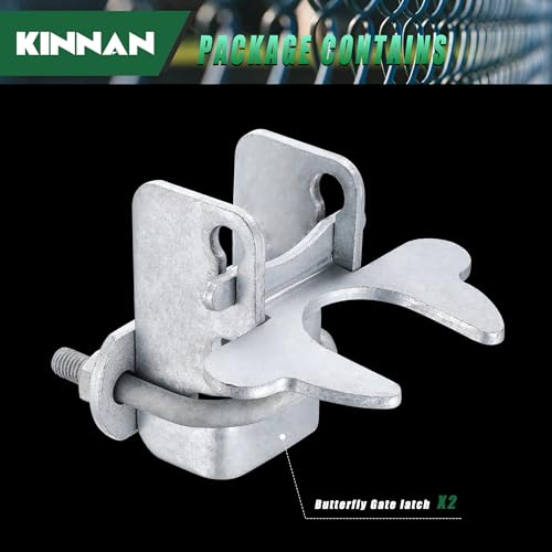 1-3/8" Kennel Gate Latch,KINNAN Butterfly Gate latches,Chain Link Fence Gate Latch Lock for Dog Kennels with Padlock Hole,Kennel Panels from 1-3/8'' to 1-3/8" Kennel Gate Frame 2 PCS - size: 1-3/8 2Pcs