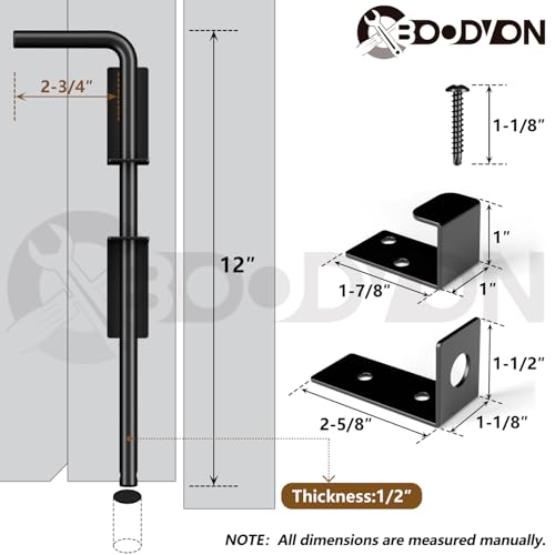 12" Cane Bolt Gate Drop Rod Heavy Duty Gate Hardware, Gate Ground Latch for Wood Metal Vinyl Gates Doors Stopper for Gate Ground, Wrought Iron Gate Latches, Black Finish-1 Pack - size: 12 Inch