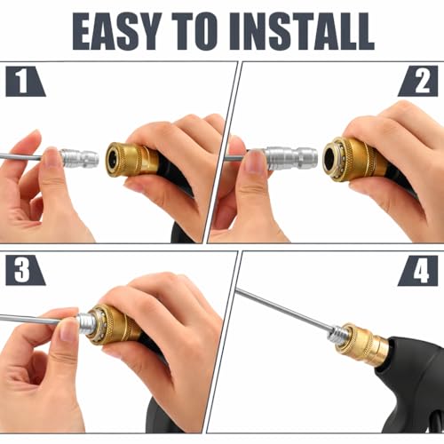High Pressure Washer Nozzle Kit For Washing,Stainless Steel Flush Wand Extension Spray Tips With Quick Connect For Washing Machine, Ac Coil, Water Heater And Appliance Cleaning
