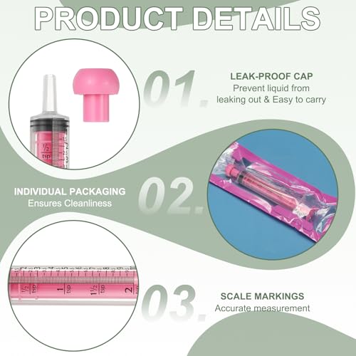 Feeding Syringes with Cap, Plastic Syringes for Liquid Pet Feeding Measuring Tool No Needle 10ml, (Pink, 4 Pcs), Intended for Dog / Cat / Rabbits / Small Animal / Scientific Lab - color: Pink