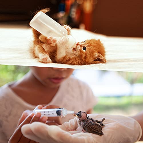 Sadnyy Puppy Nursing Bottle Kit, 17 Pcs for Kittens,Puppy and Newborn Pet | 2 Bottles, 8 Nipples, 5 Syringes, 2 Brushes, Newborn Kitten Puppy Rabbit Milk Feeding , 1ml 5ml 10ml Syringe Set