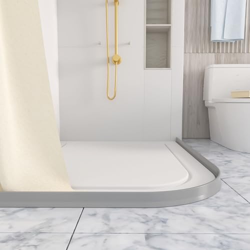 Raycity 3"H Shower Threshold Water Dam, Shower Water Guard, 74 Inch, Gray | Silicone Rubber Water Stopper for Walk in Shower, Water Barrier, Prevent Leaks, Suitable for Bathroom, Kitchen - color: Gray, style: 74 inch
