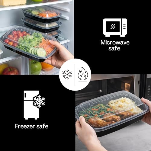 32oz Meal Prep Containers with Lids - 50 Pack BPA Free To Go Food Containers, Stackable & Leak Resistant Bento Box, Microwave/Dishwasher/Freezer Safe - size: 32 Ounce