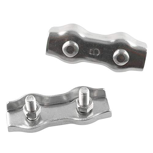 10pcs 304 Stainless Steel Wire Rope Clip M5 Poly Rope Connector Wires Splicer Connector Polyethylene Cord Connectors for Electric Fences