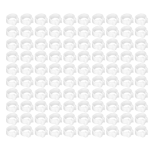 Zerodis 100PCS 8mm Leg Rings, Plastic Identification Bands for Pigeons, with Reusable Easy to Install for Poultry Dove Marking (White) - color: White