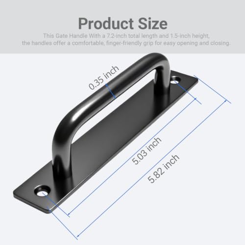 2PCS 5.8 Inch Barn Door Handle, Premium Aluminum Alloy Gate Handle | Sturdy Black Sliding Door Pull Handles for Kitchen, Cabinet, Bathroom, Closet, and Easy Install - size: 5.8 Inches