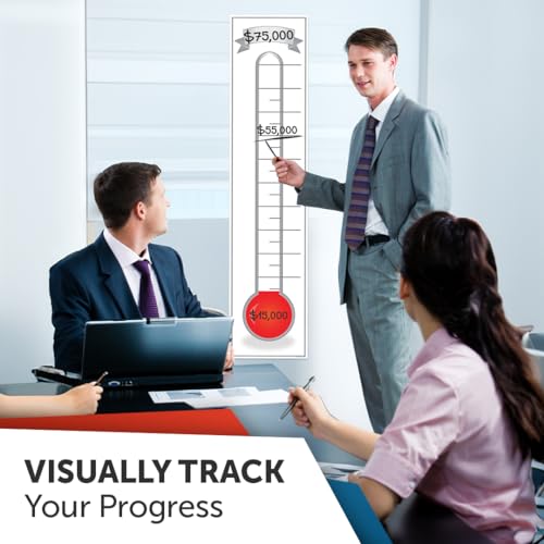 Fundraising Goal Thermometer Chart - 11" x 48", Reusable, Dry Erase Goal Tracker - Great for Schools, Churches, Offices & Charities - color: White