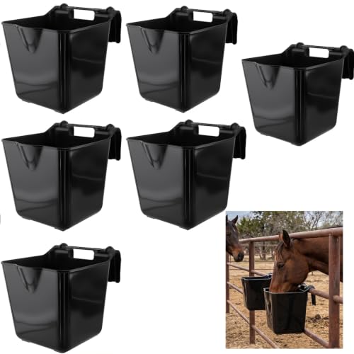 Horse Feed Bucket,15 Quart Plastic Hook Over Feeder for Horse Sheep Cattle | Mountable Livestock Plastic Feed Bucket | Horse Feeder & Water Pail | Easy Hanging | Ideal for Horse Stable,Farms,Ranch