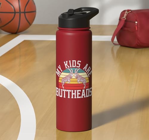 My Kids Are Buttheads Goat Whisperer Farm Animal Stainless Steel Insulated Water Bottle - color: Red