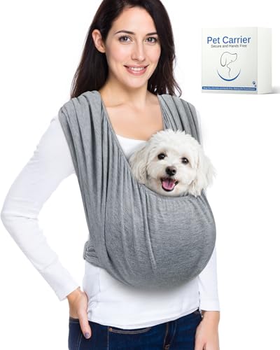 Dog Sling Carrier for Small Pet, Hands Free Front Backpack, Black | Reduces Back & Neck Pain, Adjustable, Soft Cotton, Fit Dogs, Cats, Puppy up to 13 lb, Grey - color: Light Grey