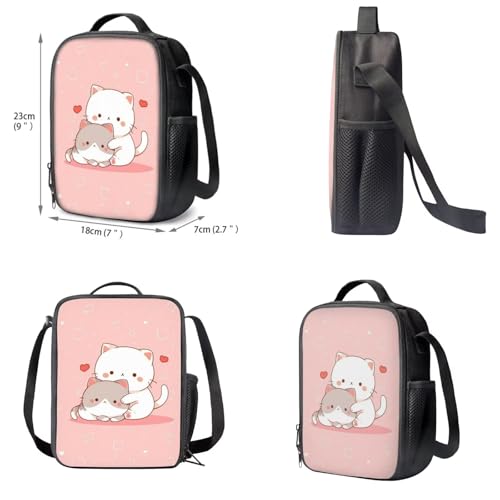 Upetstory Kawaii Cat Backpack for Girls 4-6 6-8 8-10 12-16 Kids School Bag with Lunch Box Pencil Case Middle School Bookbag Elementary Kindergarten Preschool Book Cover Water Bottle Sleeve - color: Cat