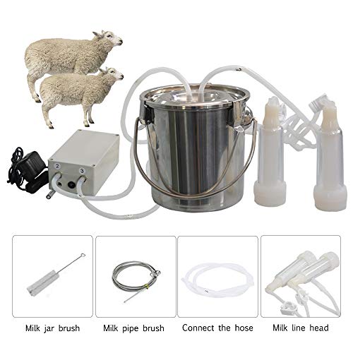 3L Goat Milking Machine,Pulsation Vacuum Electric Milker(Plug-in) | Stable Suction with Stainless bucket