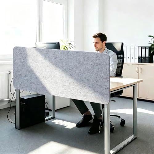 Desk Divider 2 Pcs Desk Privacy Panel 47.2'' x 23.6'',Acoustic Sound Absorbing and Noise Reducing Desk Partition for Office Desk,Clamp-on Desk Divider Partition with Adjustable Universal Base - size: 47.2''L x 23.6''W