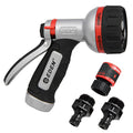 Eden PRO 94830 Metal Rear Trigger 6-Pattern Turbo Nozzle | Heavy-Duty Hose Sprayer for Garden, Lawn, Plants, Outdoor Cleaning, Durable Aluminum Core, Quick Connect Set Bundle - style: Rear Trigger