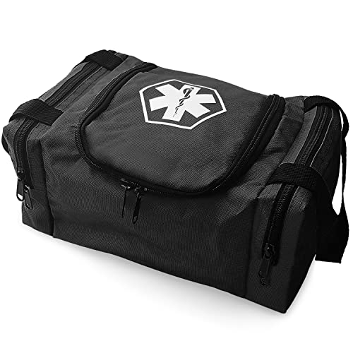 ASA TECHMED First Aid Responder EMS Emergency Medical Trauma Bag EMT, Fire Fighter, Police Officer, Paramedics, Nurse, Black - color: Black