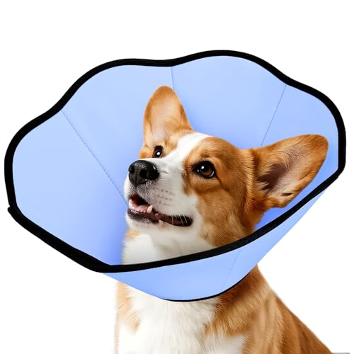MIDOG Dog Cone Collar After Surgery, Soft Dog Cone Alternative to Stop Licking,Adjustable Elizabethan Recovery Cones for Small to Large Sized Dogs - color: Blue, size: M