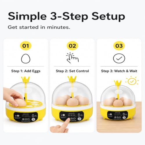 Luqeeg Mini Egg Incubator, Temperature Control Digital Incubators, 4 Eggs Candler Poultry Hatching Machine Eggs Poultry Hatching Machine for Chickens Ducks Pigeons (Manual Turning)