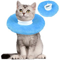 Lightweight Soft Cat Cone After Surgery, Adjustable Donut Collar with Drawstring Buckle, Scratch Resistant, Machine Washable, Suitable for Head/Foot Wounds Recovery, Blue Large - color: Blue, size: Large (Neck:9")