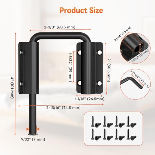 Upgraded Sliding Door Loop Lock, Gate Latches, Black-4PCS | 90/180 Degree Patio-Security U-Bolt Latch Lock for Barn Door, Closet, Fence, Window, Multi-Angle, Aluminum Alloy - color: Black-4PCS