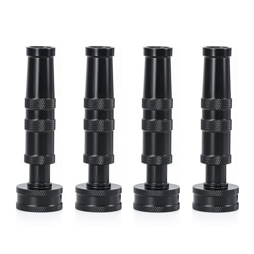 [4 Pack] RESTMO Hose Nozzle, Heavy Duty Garden Hose Sprayer for Outdoor | Solid Brass Construction, Leak-proof, Adjustable 3 Spray Patterns, Jet | Mist | Cone, Ideal for Patios & Floors & Cars, Black - size: 4 Pack