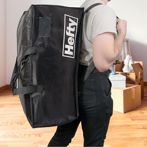 Hefty Moving Bag – Extra Large Double Zipper Backpack – Heavy Duty, Water Resistant, Foldable, Reusable Packing & Storage Tote with Shoulder Straps for Garage and Basement Organization – 2 Pack - size: 11 Gal - Moving Bag