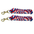Derby Originals Pair of 10' Patriotic Braided Cotton Lead Ropes with Brass Bolt Snap for Horses and Livestock - Set of 2