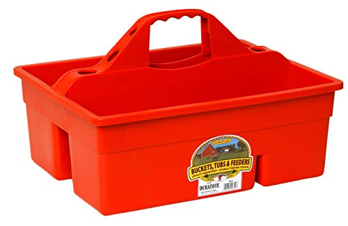 Little Giant® Plastic DuraTote | Horse Grooming DuraTote | Durable Tote Box Organizer with Easy Grip Handle | Extra Thick Sidewalls | Red - color: Red