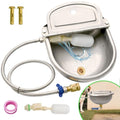 Automatic Dog Water Dispenser with Drain Hole & Drain Valve, Stainless Steel Auto Dog Water Bowl with 2 Float Valves, Hose Quick Connect Fitting, for Livestock, Chicken, Horse (1 Gallon) - size: 1 Gallons