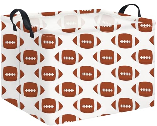 NTAOHAMPER Rectangular Football Storage Basket Empty,Collapsible Gift Basket with Handles,Toys/Books Box,Room Decor(American Football) - color: American Football