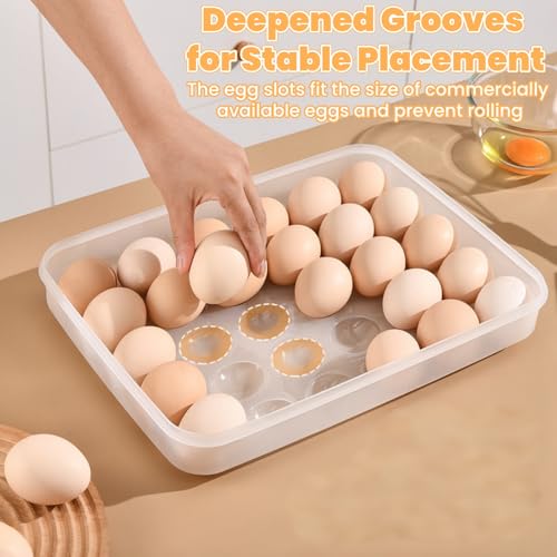 3 Pack Deviled Egg Containers with Lid, 90 Slots Plastic Egg Holder | Clear Deviled Egg Platter Carrier Tray, Stackable Refrigerator Egg Dispenser Storage Box for Home, Kitchen, Picnic