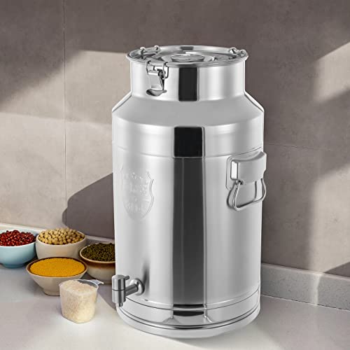 Stainless Steel Milk Can, 35 Liter Seamless Milk Jug Wine Pail Bucket with Spigot 9.24 Gallon Anti-Leak Liquid Storage Container Milk Pail with Sealed Lid Heavy Duty (35L with Spigot) - size: 35L with Spigot