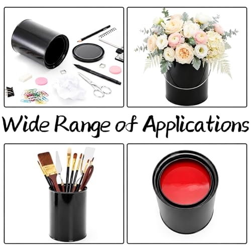 WUWEOT 4 Pack 1 Quart & 1 Gallon Metal Paint Can, Black Empty Paint Buckets Storage Container, Leftover Pail with Stainless Steel Handle and Snap On Airtight Lid for Painting, DIY Crafts