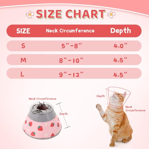 Cat Cone Collar Soft to Stop Licking, Adjustable, Foldable Lightweight Kitten Cones After Surgery Recovery for Cats & Kittens, Cat Cone Alternative, Easy Eating (Pink, M) - color: Pink, size: M