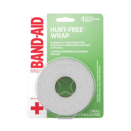 Band-Aid Brand of First Aid Products Hurt-Free Self-Adherent Elastic Wound Wrap for Securing Dressings On Post-Surgical Wounds, Joints, or Other Hard-to-Fit Areas, 2 in by 2.3 yd - style: Hurt-Free Wrap