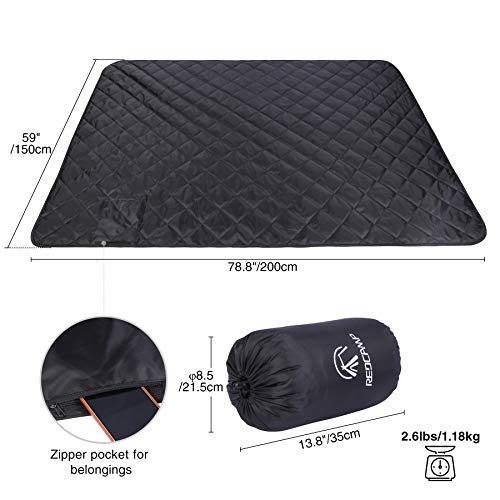 REDCAMP Large Camping Blanket with Sherpa Lining, Black 79"x59" | Cold Weather Warm Thick Outdoor Blanket Comfy Foldable & Windproof for Camping Stadium,Car,Picnics,Pet,Trip,Machine Washable - color: 59"x 79" Black