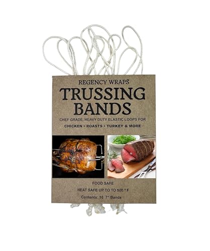 Regency Wraps Trussing Bands,10 Pack, 7 Inch Poultry Loops, Oven Safe | Food Safe Cotton Elastic For Making Rotisserie Chicken, Roasting Turkey, Forming Roasts, Alternative To Butcher Twine - style: 7-Inch (Pack of 10)