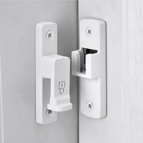 Matte White 90 Degree Zinc Alloy Barn Door Latch, Flip Gate Lock | Sliding Door Latch,Right Angle Door Lock,for bedroom,garage,balcony,barn,bathroom,drawer,window,cabinet,pet enclosures - color: Matte White_90 Degree