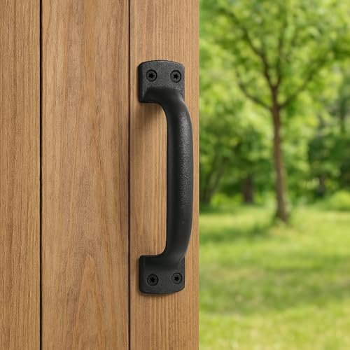 2-Pack 7 Inch Classic Barn Door Handle - Black Cast Iron Pull for Sliding Doors, Gates, Sheds, Fences, Closets - Indoor Outdoor Farmhouse Hardware - size: 7" - 2 Pack, style: Classic