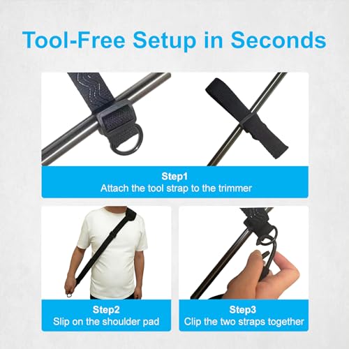 Trimmer Strap for Weed Eater Strap, Heavy Duty Shoulder Straps | Universal Padded Harness Compatible with Greenworks, EGO, Leaf Blowers, String Trimmers, Shrub Trimmers, Black